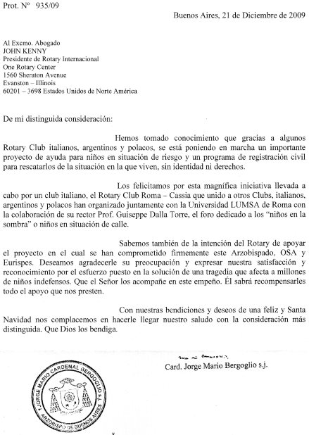 Lettera Bergoglio-Kenny